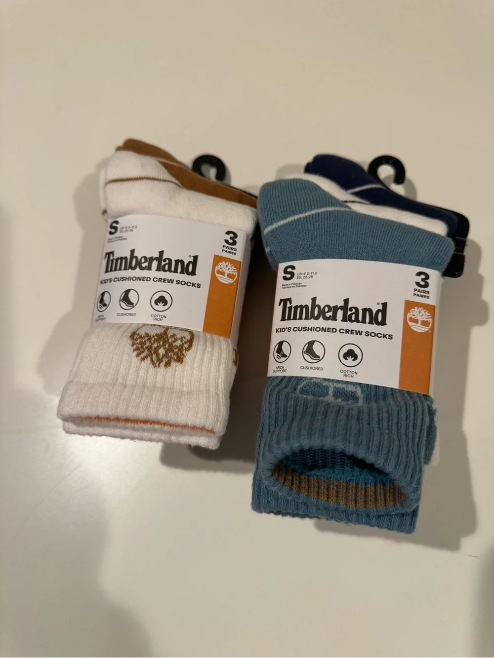NWT Timberland Cushioned Crew Socks 6 Pairs (2 x 3-Pack) Size Small US 6.5–11.5